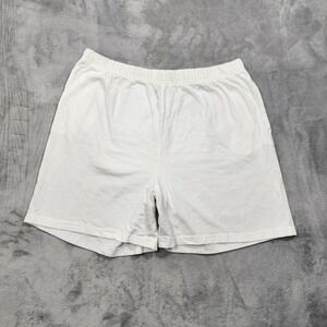 Vintage Basic Editions Shorts Womens L White Pull On Cotton Knit Casual Coastal